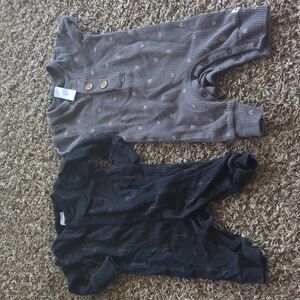 SOLD Set of Two Modern Moments Baby Rompers in Black and Gray